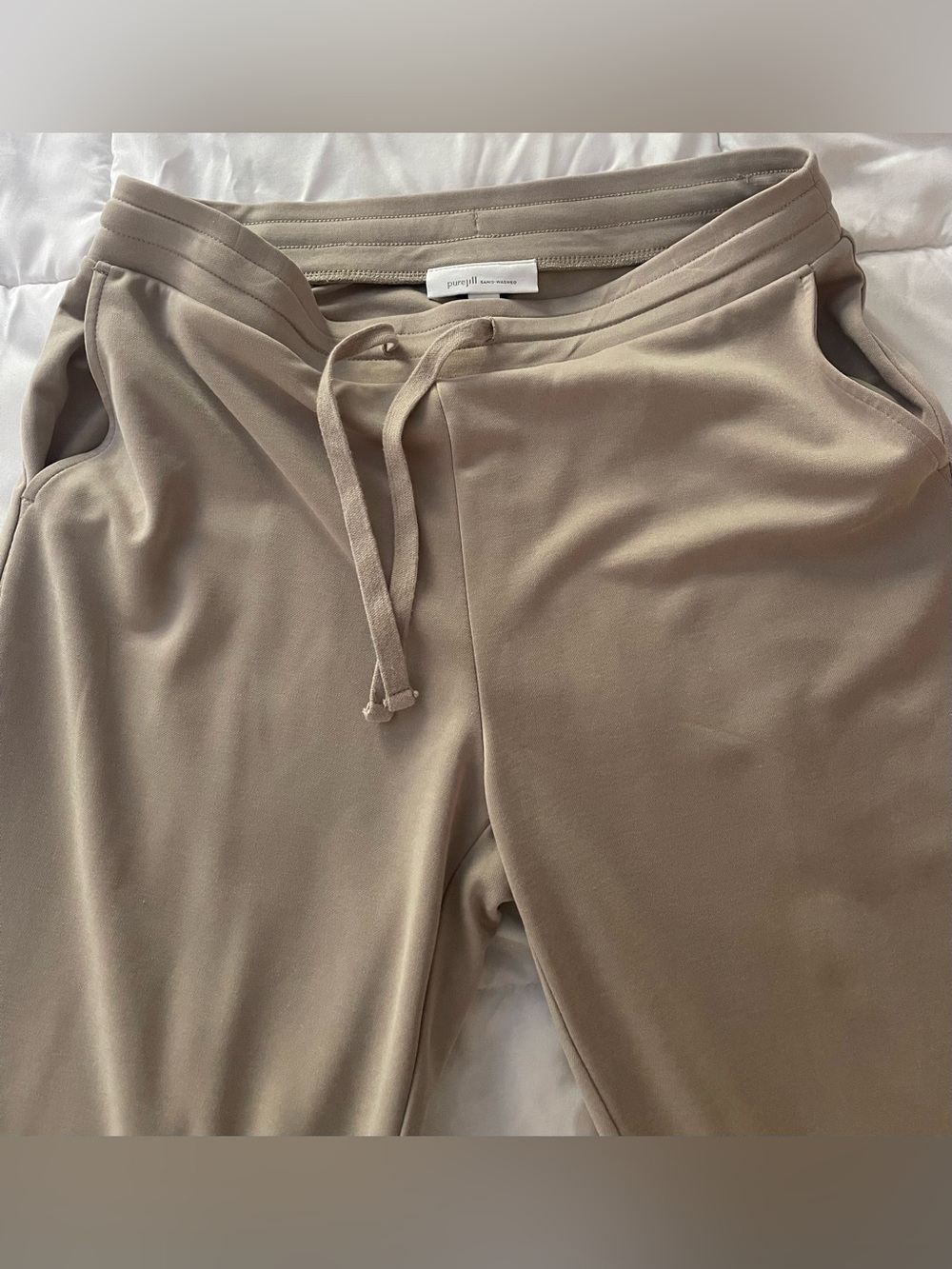 J. Jill Sand Washed Joggers Neutral Taupe Athleisure Lounge Pants Size Small